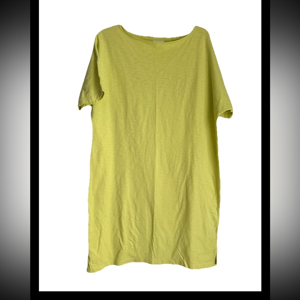 J. JILL T-Shirt Dress Cover-up Bright Yellow-Lime Cotton Sz M